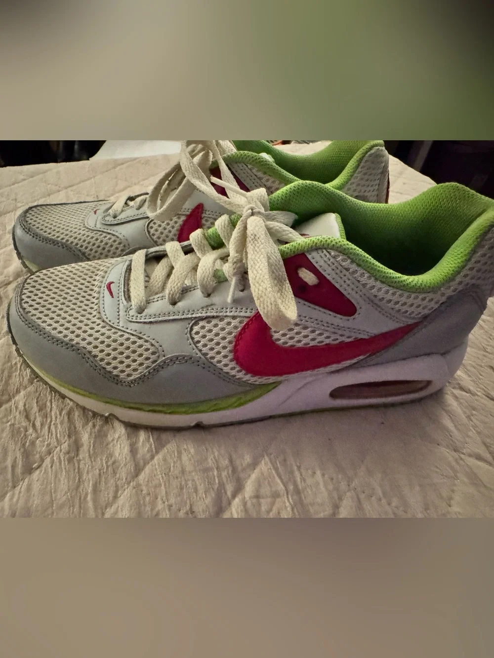 Nike Womens Sneakers with Pink Swoosh and Green Lining
